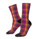 thumbnail image 1 of Balery Orange and Purple Plaid Calcetas Largas con Estampado para Hombre y Mujer – Suaves y Transpirables, Talla Única (US 5-11), 1 of 6