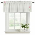 thumbnail image 2 of Pink Spring Floral Valances for Windows, Decorative Rod Pocket Window Valance Curtains, Tulip Yellow Plaid Summer Botanical Short Curtain Drapes for Kitchen/Living Room, 2 Panels, 42" W x 12" L, 2 of 8