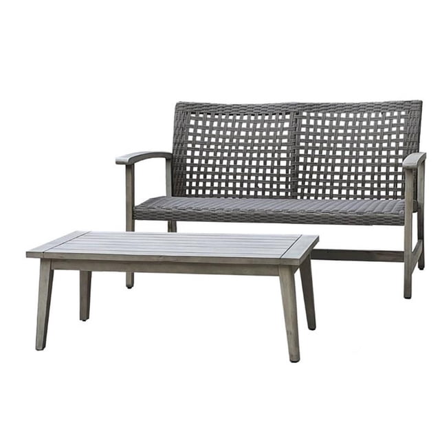 DUKAP Monterosso 2 Piece Sofa and Table Seating Set in Light Gray