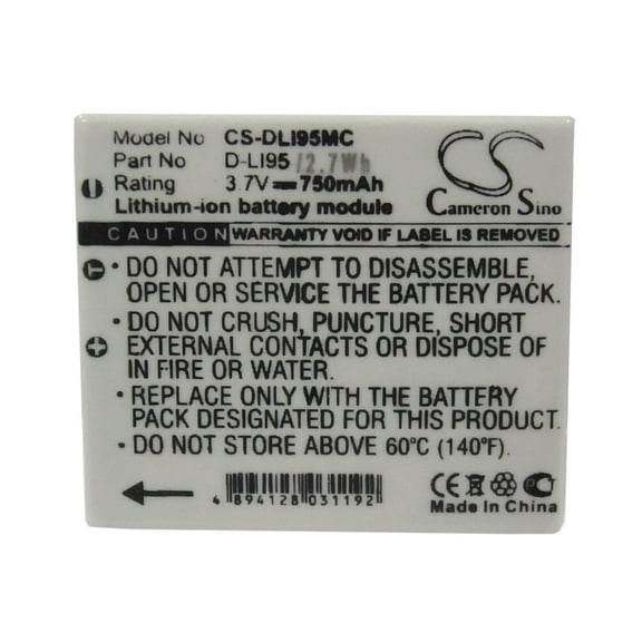 Battery for Pentax Optio E75 E85 M85 DLI95 D-LI95 Camera CS-DLI95MC 3.7v 700mAh