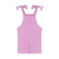 thumbnail image 5 of 2025 Girls Summer Short Sleeve Romper in Clearance Girls Casual Romper Sleeveless Adjustable Tie Strap Short Jumpsuits Summer Clothes with Pocket New Purple 13 Years, 5 of 7