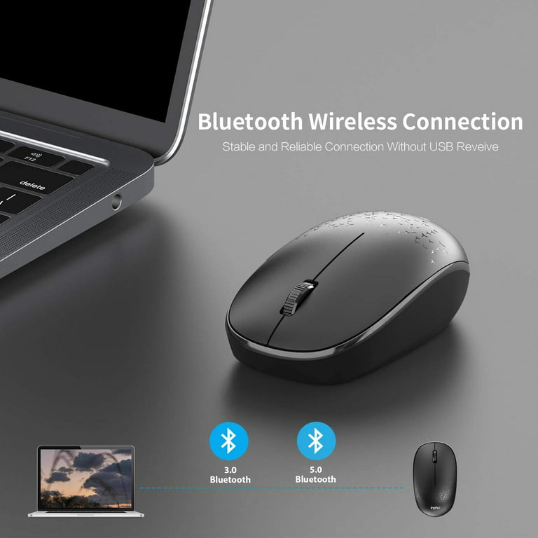  KANMABPC Wireless Bluetooth Mouse, Rechargeable LED Dual Mode  Mouse (Bluetooth 5.2 and USB Receiver) Portable Silent Mouse,for  Laptop/Desktop/Tablet(Black) : Electronics