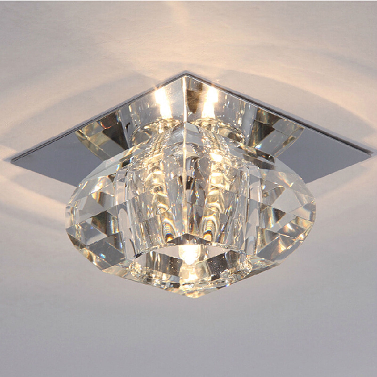 Crystal Ceiling Light Fixture, Hallway Flush Mount Ceiling Lights, LED Ceiling Lamp for Dining Bedroom Kitchen Bathroom