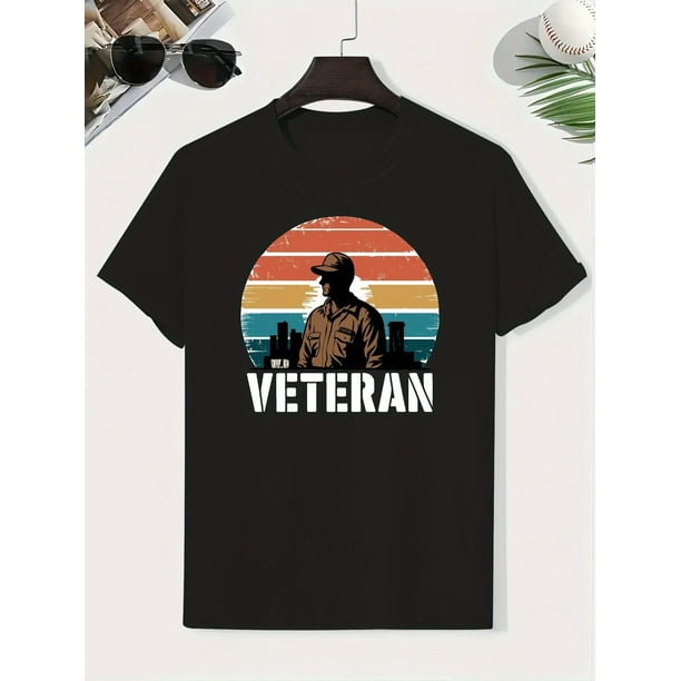 Boys "Veteran" Graphic T-Shirt - Casual Lightweight Cotton Short Sleeve Top with City Skyline Design, Comfortable Summer Clothing for Youngsters, Everyday Comfort | Patriotic Clothing