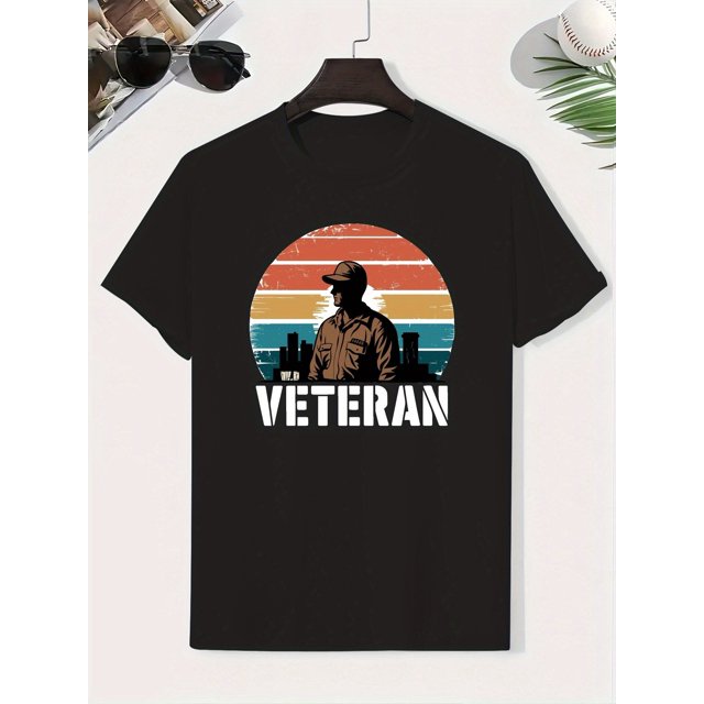 Boys "Veteran" Graphic T-Shirt - Casual Lightweight Cotton Short Sleeve Top with City Skyline Design, Comfortable Summer Clothing for Youngsters, Everyday Comfort | Patriotic Clothing