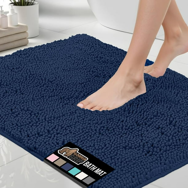 Alfombra de baño GORILLA GRIP, suave y absorbente, felpilla, azul marino