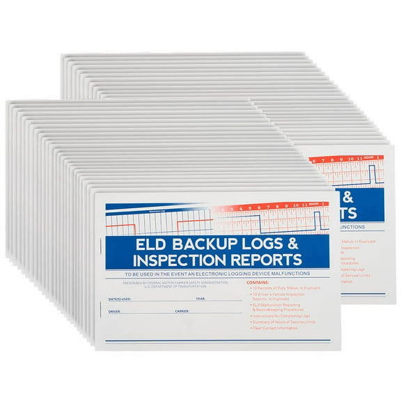 50 Pack ELD Backup Driver Log Books for Truck Drivers w/ Inspection Report & Daily Recap - 2-Ply Carbonless 8-1/2" x 5-1/2", 20 Sets of Forms Per Book, Paper Logs Books for Truckers