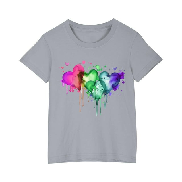Birdeem Chemises pour Filles Tout-Petits Enfants Garçons Filles T-Shirt en Coton Mode Mignon Col Rond Imprimé Tee Manches Courtes Haut