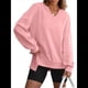thumbnail image 3 of Sudaderas Oversize para Mujer, Camisetas de Larga con Cuello en V, Jersey Holgado, Atuendo de Otoño 2025. Rosa XXL, 3 of 8
