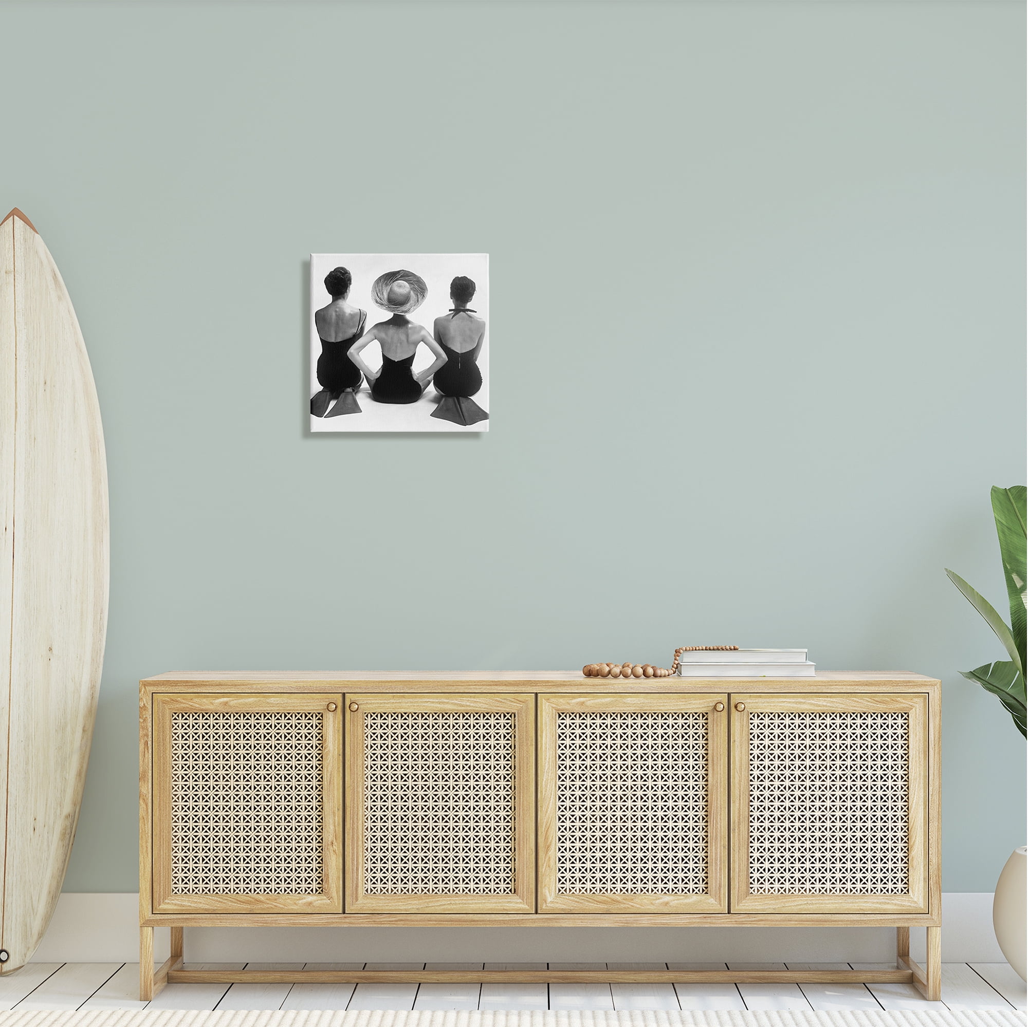 Stupell Industries Women Sitting Beach Monochrome Vintage Swimsuits Flippers Photograph Gallery Wrapped Canvas Print Wall Art, Design by Graffitee Studios