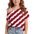 thumbnail image 2 of ITSAME Girls 4th of July T-Shirts Independence Day One Shoulder Tops Kids Patriotic Graphic Tee Multicolor Size 7, 2 of 9