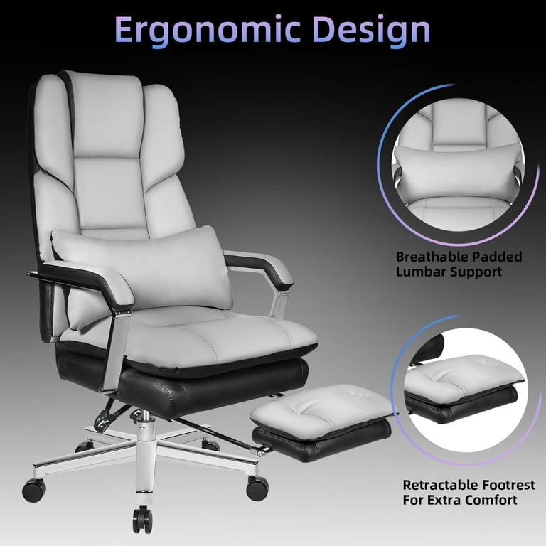 Junichiro Reclining Office Chair with Massage, Ergonomic Office Chair with Foot Rest Inbox Zero Upholstery Color: Light Gray