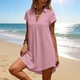 thumbnail image 6 of TRUNZI Beach Cover Ups for Women Short Sleeve V Neck Flowy Loose Fit Lightweight Bathsuit Swimwear Dresses Pink S, 6 of 7