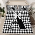thumbnail image 2 of jejeloiu Initial Letter A Full Size Sheets,Kawaii Bowknot Boetie Bed Sheets,Black White Grid Sheet Sets For Girls,Breathable Bedroom Decoration,4pcs, 2 of 7