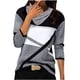 thumbnail image 1 of Blusa de manga larga con cuello en V doblada con estampado de posicionamiento informal para mujer Fridja  FKASFK4356, 1 of 8
