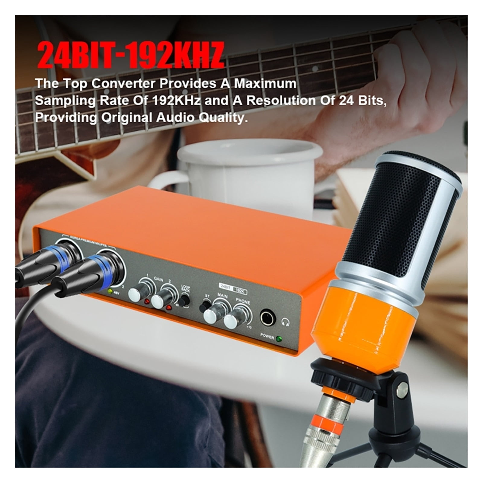 Microphone Audio Interface Recording Sound Card Electric Guitar Mixer Professional Mix Console Studio Site ,Easy to Operate