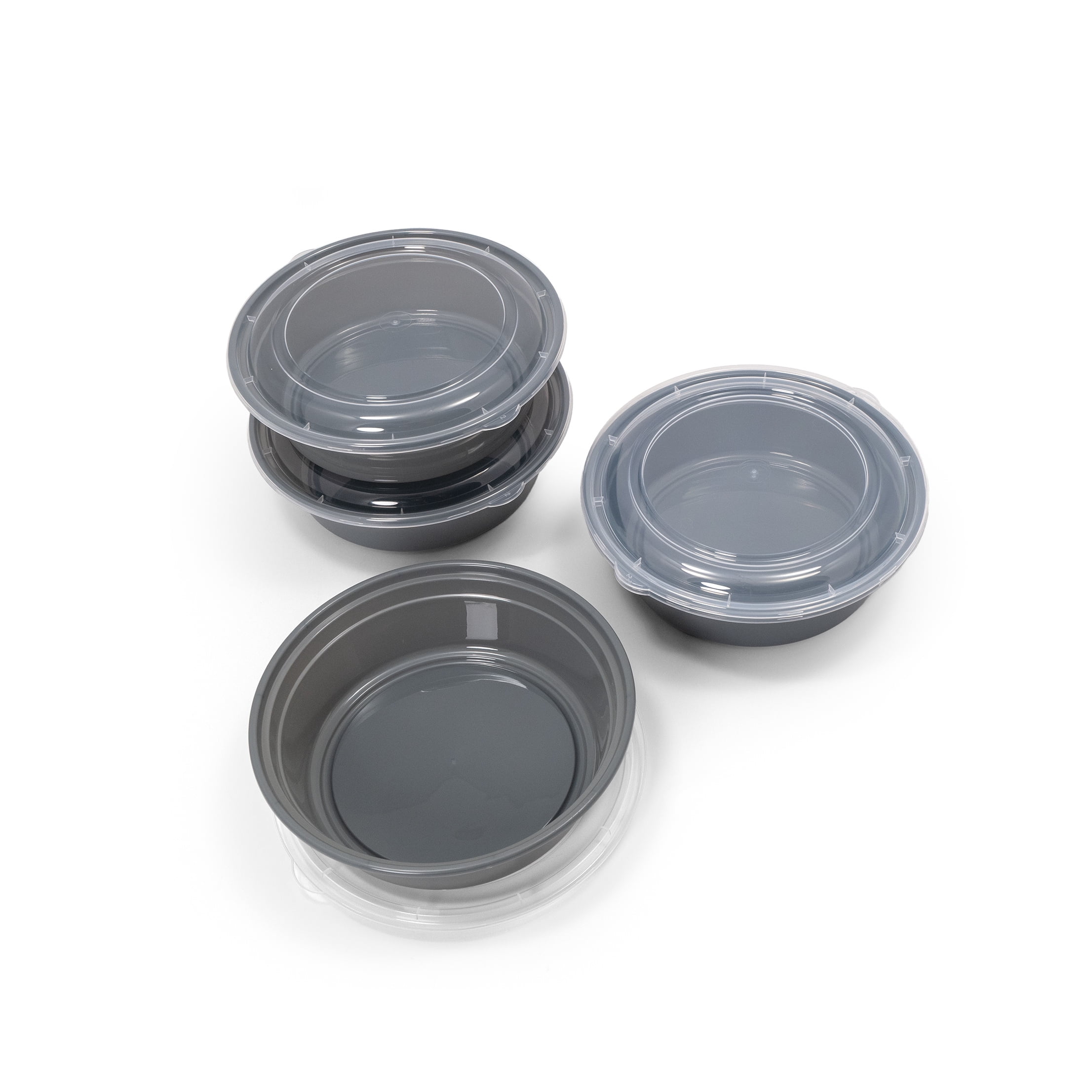 Mainstays 5-Pack Round BPA-Free Plastic Meal Prep Food Storage Containers, 1L, Soothing Grey