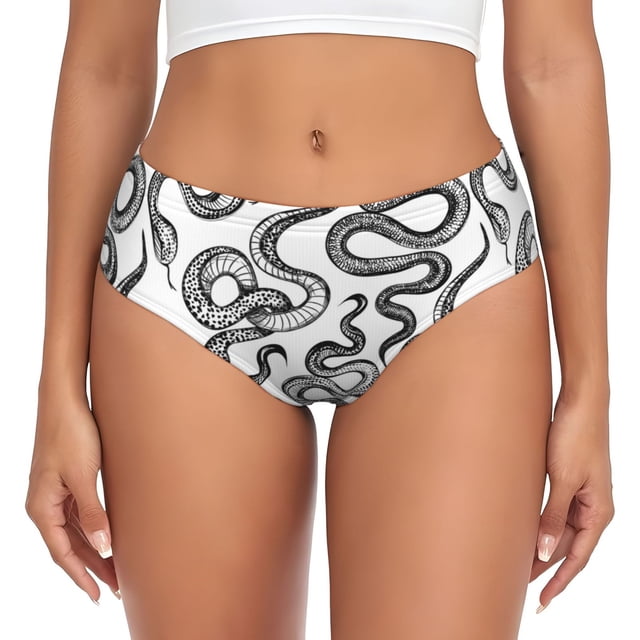 Fotbe Hand Drawn Snake Calzones Estampados para Mujer – Ropa Interior de Algodón, Cómoda, Suave y Elástica-XX-Large