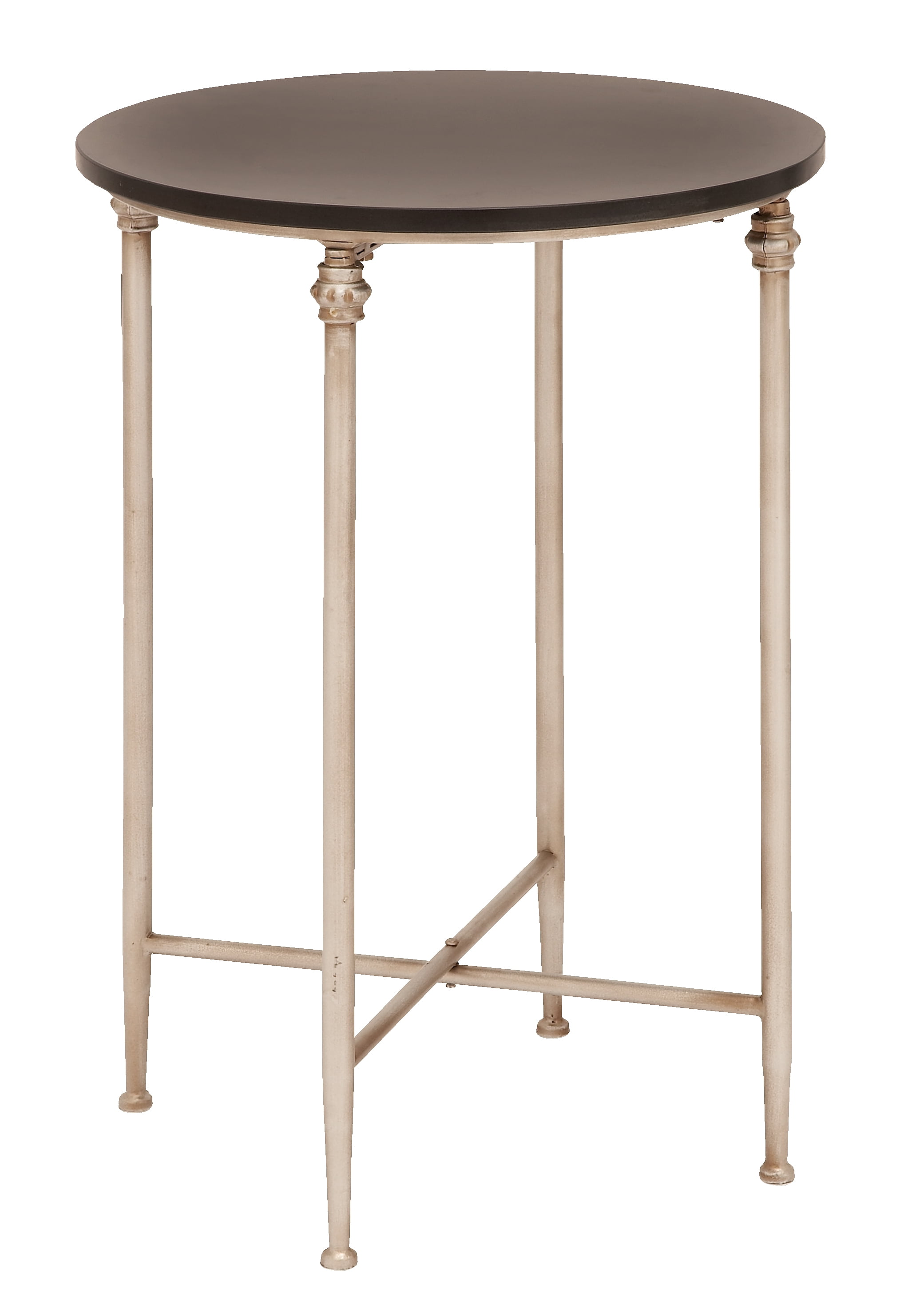 Decmode Traditional Round Metal and Marble Accent Table With Crossbar