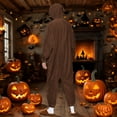 thumbnail image 4 of Wyobmus Women's Onesies with Hood Adult Half Zipper Halloween Party Holiday Cosplay Clothes Solid Color Long Sleeve Hooded Jumsuits One-Piece Pajamas C-Brown, 4 of 9