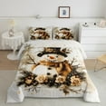 thumbnail image 2 of Manfei Happy Christmas Full Size Comforter Sets,Snowman Pattern Bedding Comforter Set,Rustic Flower Floral Bedding Sets For Girl,Luxury Bedroom Decor Reversible,3-Piece, 2 of 8