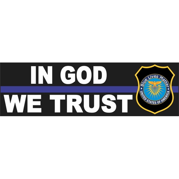 10in x 3in Thin Blue Line in God We Trust Vinyl Sticker