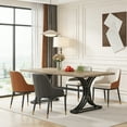 thumbnail image 2 of Fnova 63" Modern Dining Table, Rectangular Wooden Top Kitchen Table, Stylish Metal Trestle Legs, Seats 4 to 6 for Dining Room & Kitchen, Living Room, 2 of 20