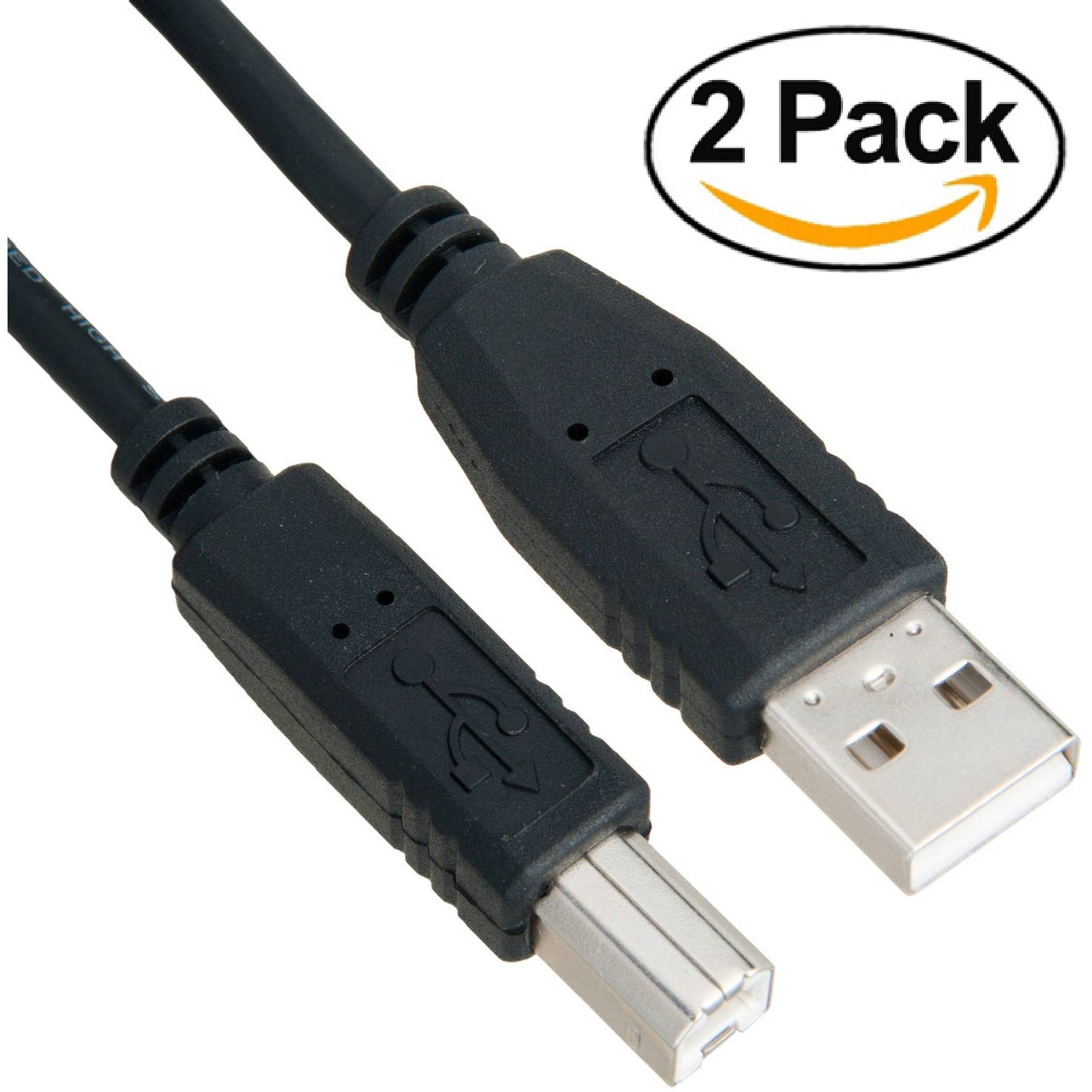 Cable Builders [2-PACK] USB Printer Cable USB Type A Male to B Male Cable (6FT x 2) High Speed USB 2.0 Type A-B 6ft x 2 Cords for Printers - image 1 of 2