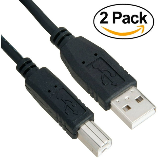 Cable Builders [2-PACK] USB Printer Cable USB Type A Male to B Male Cable (6FT x 2) High Speed USB 2.0 Type A-B 6ft x 2 Cords for Printers