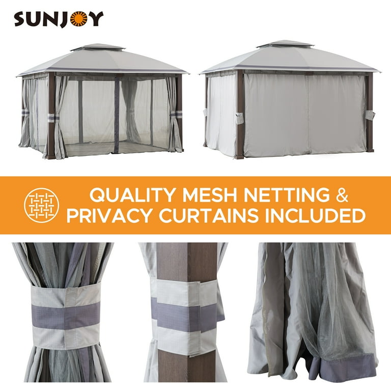 10 x 13 sun shelter with netting wilson and fisher Amazon.com : HAPPATIO 10x13 Gazebo, Patio Gazebo Mosquito Curtain, Outdoor Gazebo Canopy with Steel Canopy Support and Gray Woodgrain Finish Aluminum Frame for Deck, Garden, Yard : Patio, Lawn quality steel frame and sun 10 Feet x 13 Feet