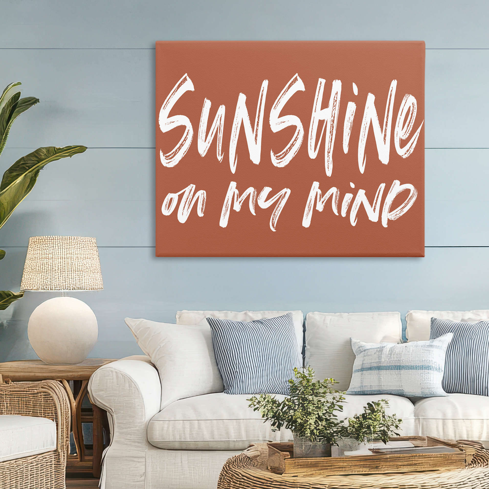 Sunshine State Of Mind Brown Canvas Wall Art, design by Lettered and Lined