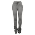 thumbnail image 5 of DDAPJ pyju Women Stacked Sweatpants Drawstring High Waist Ruched Straight Leg Pants Active Joggers Workout Trousers Gray XXL, 5 of 6