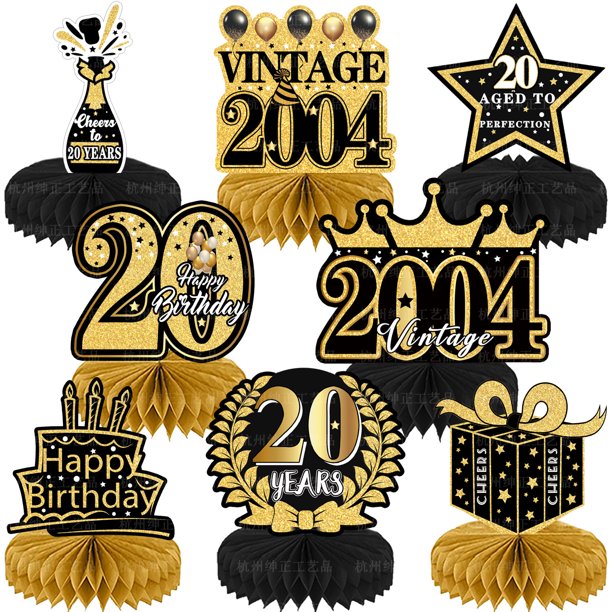 Adornos de panal de abeja para cumpleaños de 1974 Adornos de panal de abeja de oro negro para cumpleaños Decoración de escritorio con forma de bola de panal de abeja para el primer año