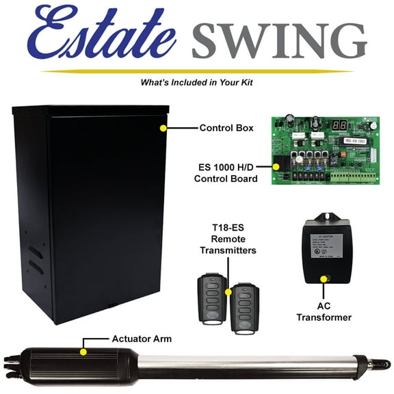 Estate Swing E-S1000H Single Swing Solar Gate Opener Kit *Free Extra Remote*  A/C Charging Option