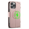 thumbnail image 7 of Allytech Wallet Case for iPhone 15 Pro Max, [Support Wireless Charging], Luxury PU Leather Kickstand Magnetic Clasp Cover with Card Slots & Cash Pocket, Shockproof Anti-Drop Protective Shell - Pink, 7 of 7