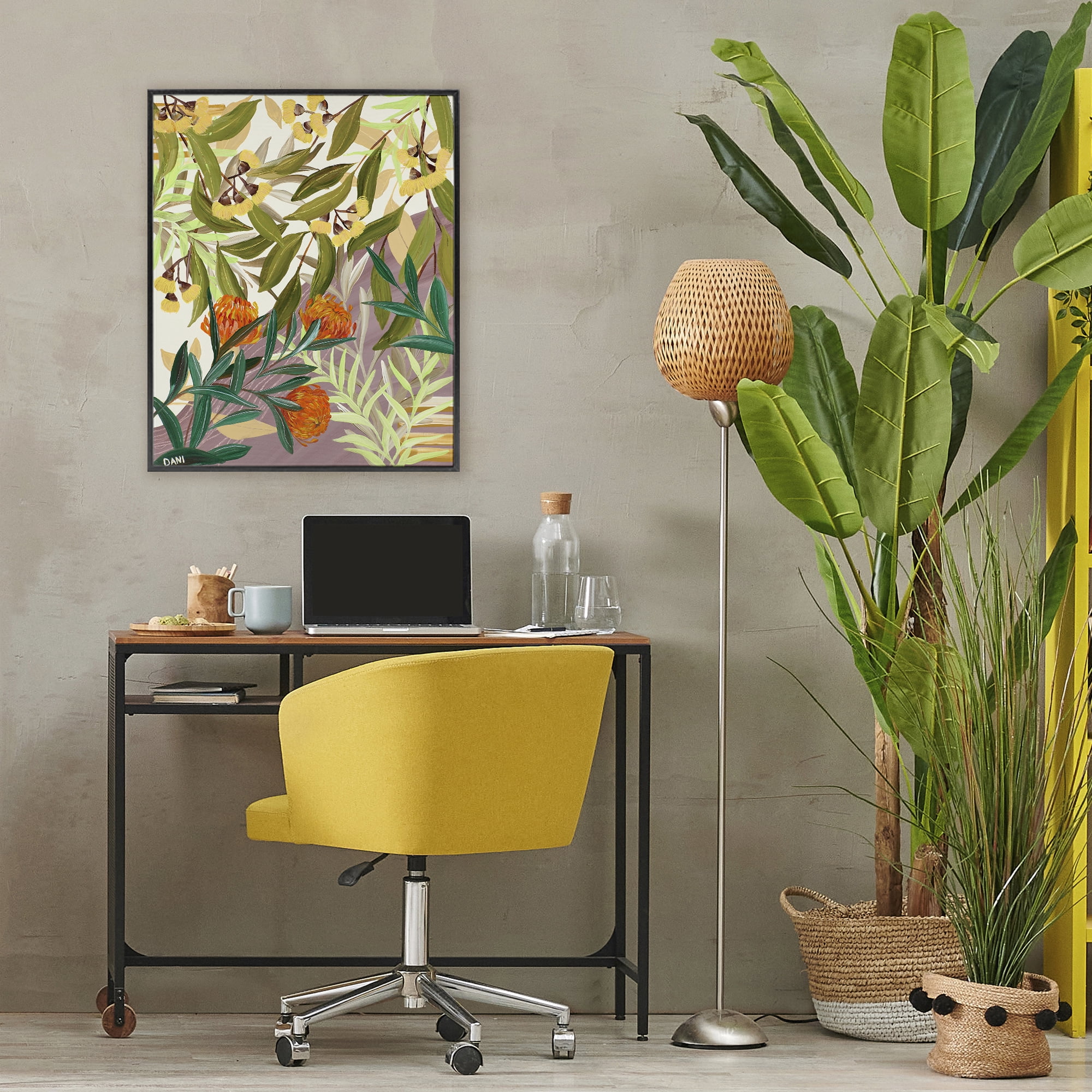 Stupell Industries Walk With Me Florals Black Framed Giclee Art, design by Dani Heyward