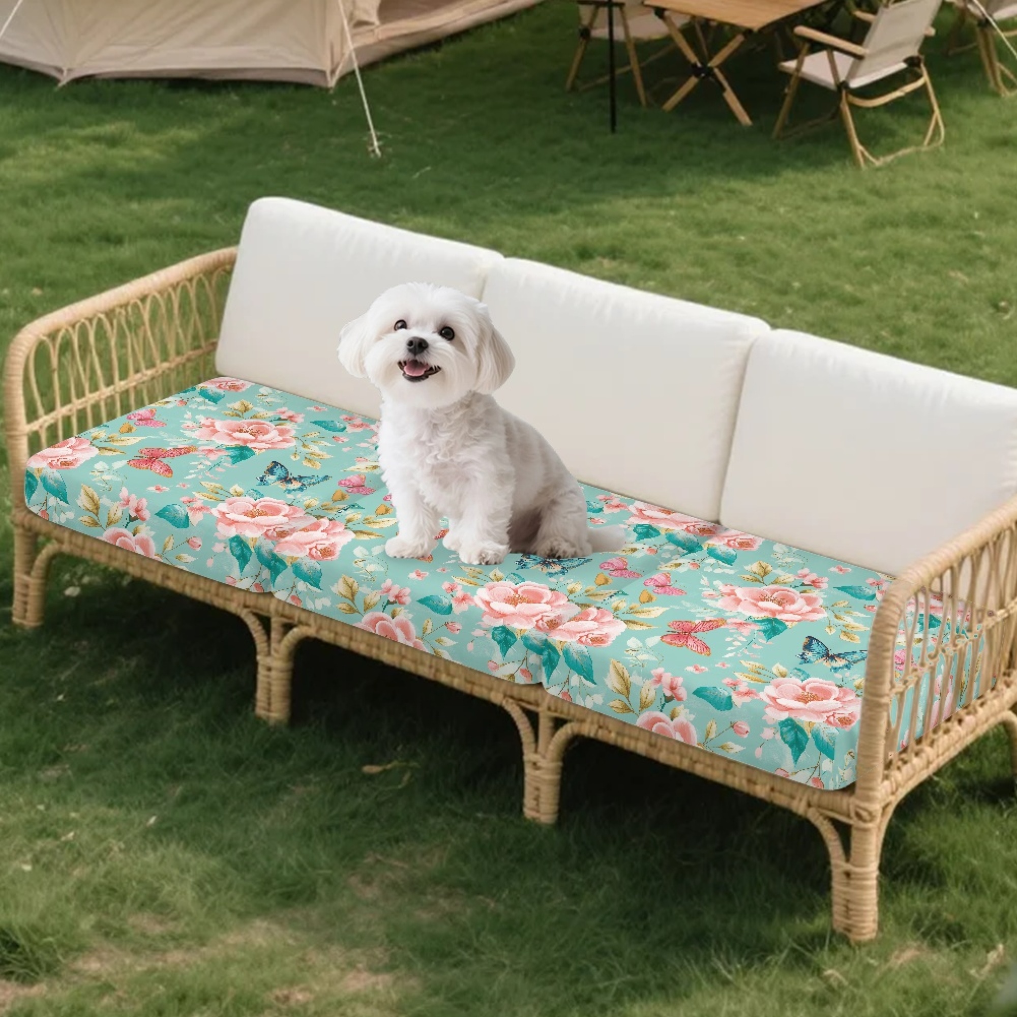 TSOVTHRID Butterfly Cherry Blossom Print Couch Cushion Covers, Washable Cushion Slipcover for Loveseat Sofa Seat Cushions Slipcovers Couches Furniture Protector for Pets Dogs