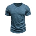 thumbnail image 2 of Blusas y camisas de manga corta con cuello en V para hombre, blusas casuales de moda con cuello en V, color liso, de manga corta, blusas, camisas, blusas para hombre, 2 of 8