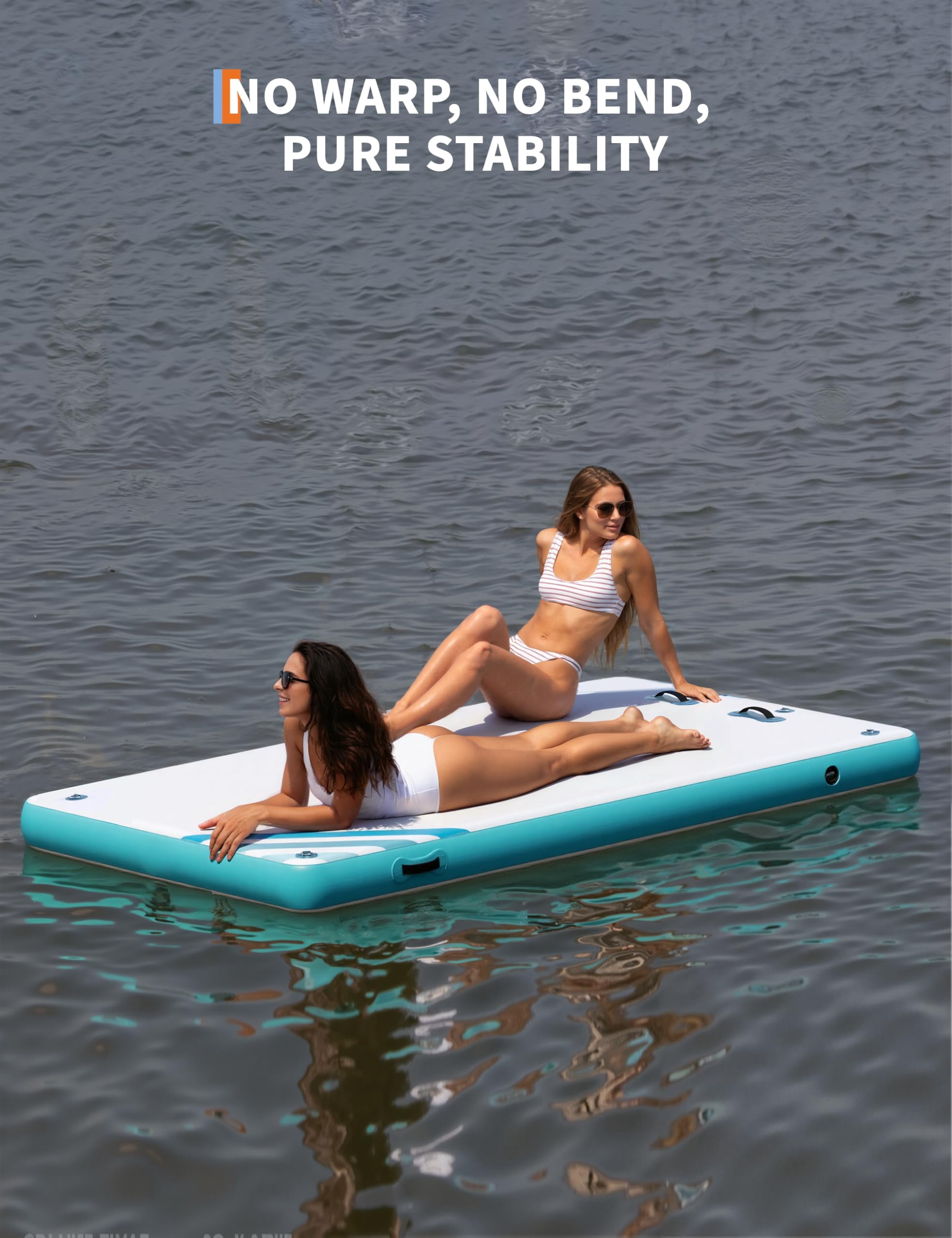 Inflatable Floating Dock, Non-Slip Water Floating Dock Swim Platform with Ladder, Multi-People Inflatable Floating Mat, Dock Platform for Lake/Boats/Island/Swimming Pool