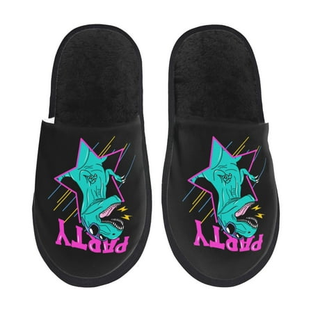 

Fuzoiu Rex Dinosaur With Sunglasses Print Unisex Furry Slippers Plush Indoor Shoes Trendy House Slippers Anti-Skid EVA Sole House Shoes for Home Office and Travel -Large