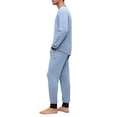 thumbnail image 4 of Dwelliawo Men’s Pajama Set Henley Neck Long Sleeve Tshirts and Pants Pockets Two Pieces Lounge Pjs Loose Comfy Solid Fashion 2025 Fall Loungewear Set Blue L, 4 of 9