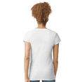 thumbnail image 3 of Gildan Women’s V-Neck White T-Shirt Single Pack Cotton Softstyle Short Sleeves Blank Tee Size - S, 3 of 5