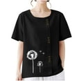 thumbnail image 4 of Lydiaunistar Women's Spring Tops Plus Size Casual Round-Neck Printed Short Sleeve Button-Up Blouse T-Shirt Polyester Lightweight for Summer Black, 4 of 6