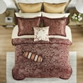 thumbnail image 6 of Madison Park 12-Piece Cal King Comforter Set with Cotton Sheet Set Faux Silk Down Alternative Bed in a Bag, Red Paisley Jacquard, 6 of 7