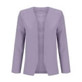 thumbnail image 4 of Blazer for Women Elegant Business Office Jacket Casual Long Sleeve Work Open Front Long Notched Lapel Loose Button Down Cardigan Purple M, 4 of 5