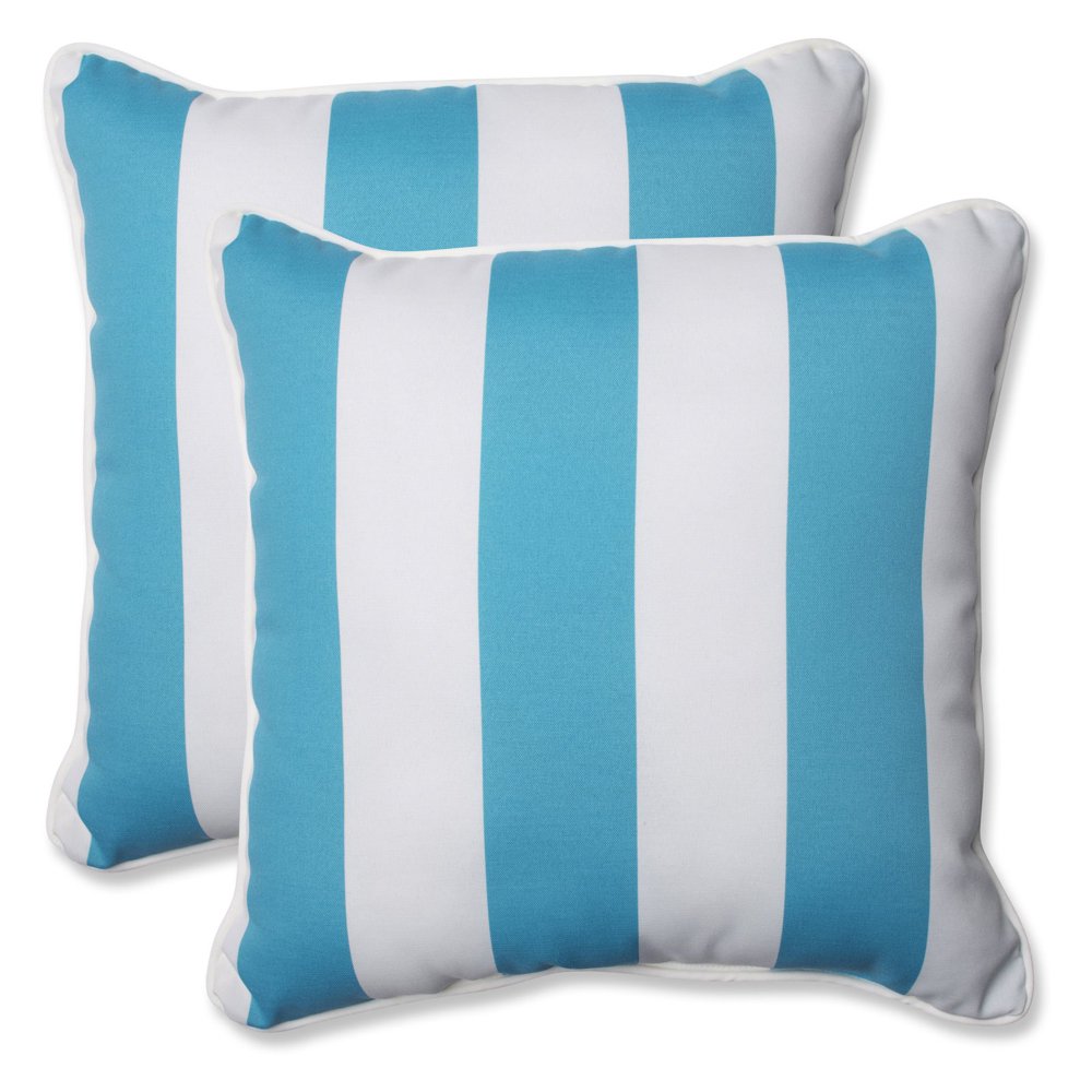 Pillow Perfect Outdoor/ Indoor Cabana Stripe Turquoise 18.5inch Throw
