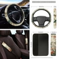 thumbnail image 4 of Yuyamidu Hummingbird Car Seat Cover Set of 16 Flower Auto Steering Wheel Cover Seat Belt Strap Pad Cup Holder Rear View Mirror Cover Handbrake Gear Shift Knob Cover Car Shade Keychain, 4 of 7