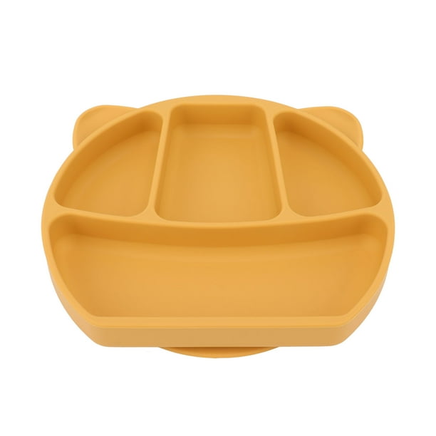 Plato De Silicona Para Bebé, Plato Dividido Para Niños Pequeños Con Succión, Bandeja De Comida De 3 Compartimentos Para Niños, Incluye Cuchara Y Tenedor