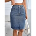 thumbnail image 5 of Womens Dark Wash-2 Denim Pencil Skirt Knee Length High-Waisted Casual Fit, 5 of 29