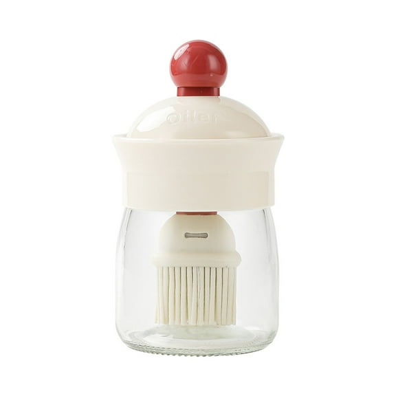 Hecteas Oil Bottle,Kitchen Fat Bottle,Oil Dispenser with Brush Glass Olive Oil Dispenser for Kitchen Oil Container Cooking Oil Dispenser Silicone Brush Oil Bottle(One Oil Brush Bottle-White)